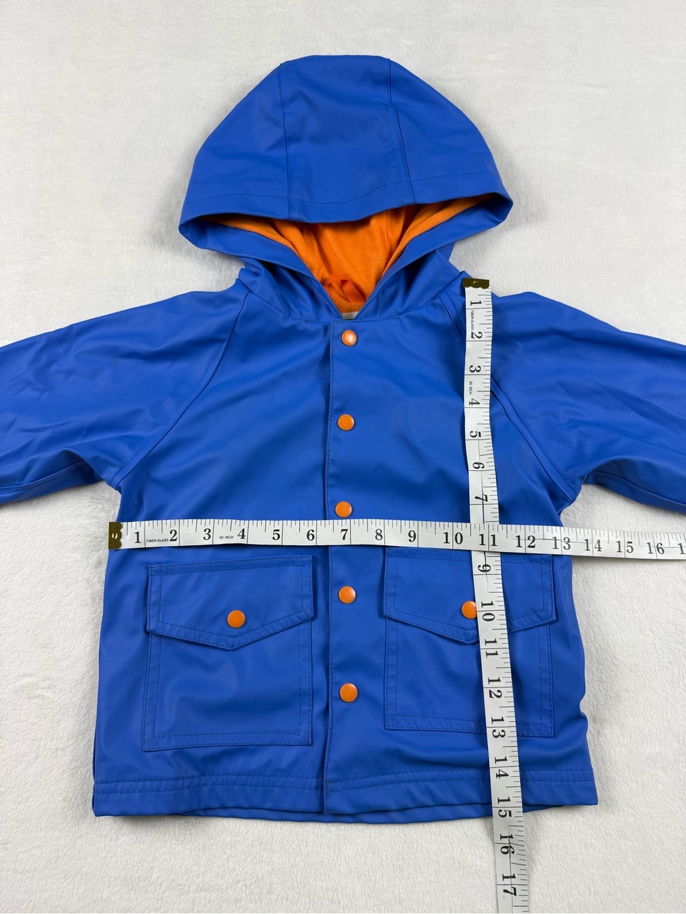 Oaki Hooded Rain Jacket Lined Rubber Rain Jacket Royal Blue Kids Boys 2T - Picture 3 of 8
